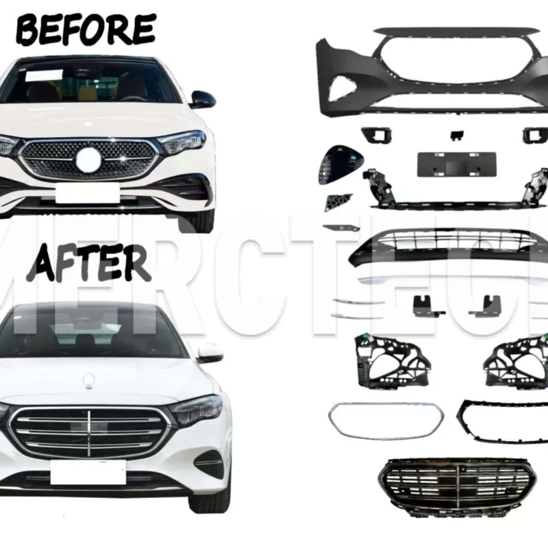 mercedes benz e class w214 front bumper e200 grille e260 modification e300 executive version large emblem vertical emblem front bumper