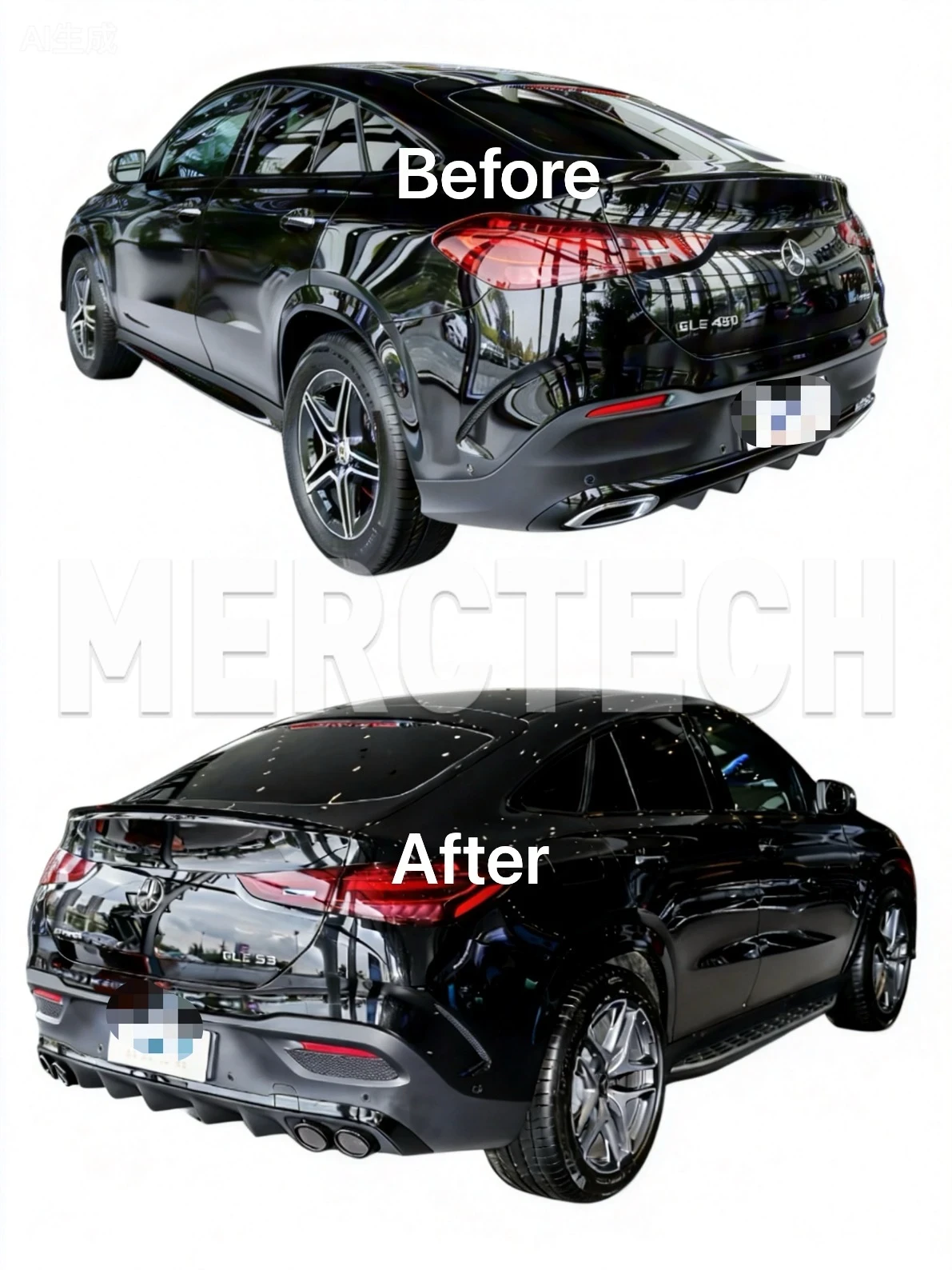 mercedes benz gle coupe c167 gle53 coupe 43 rear diffuser lip edge with exhaust tail p